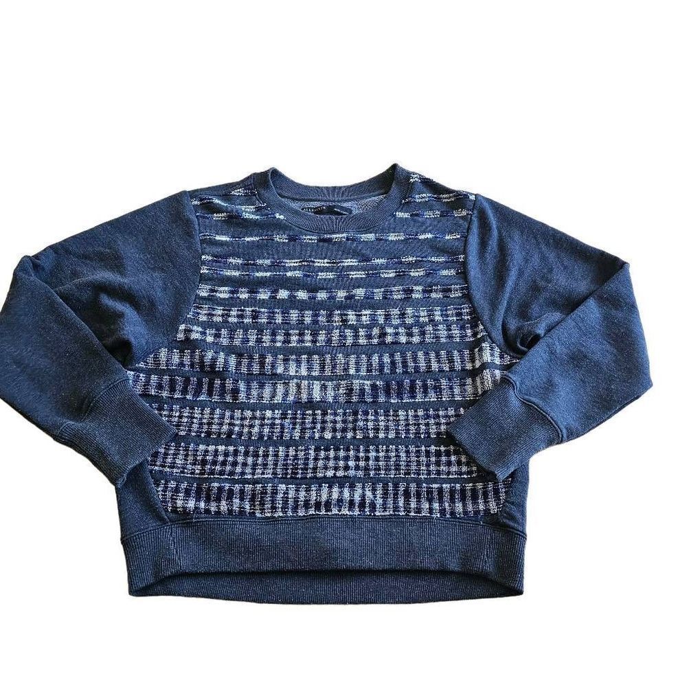AllSaints womens Sz XSmall gray with blue embroidery sweater